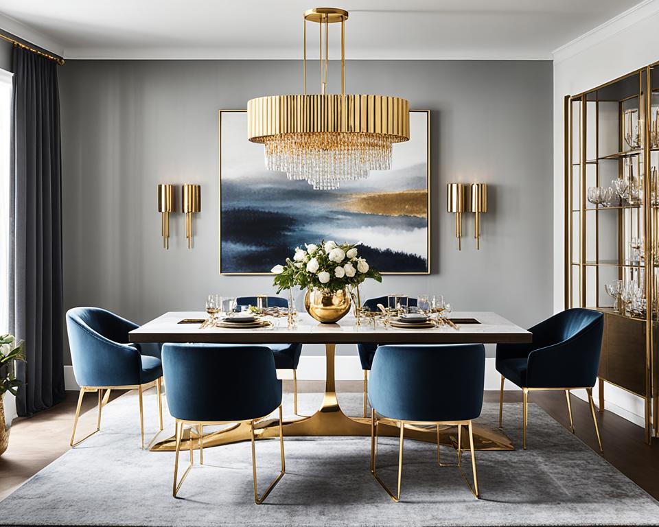 cohesive gold decor dining room