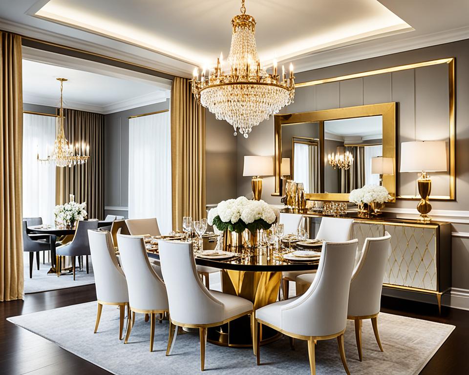 dining room decor gold accents