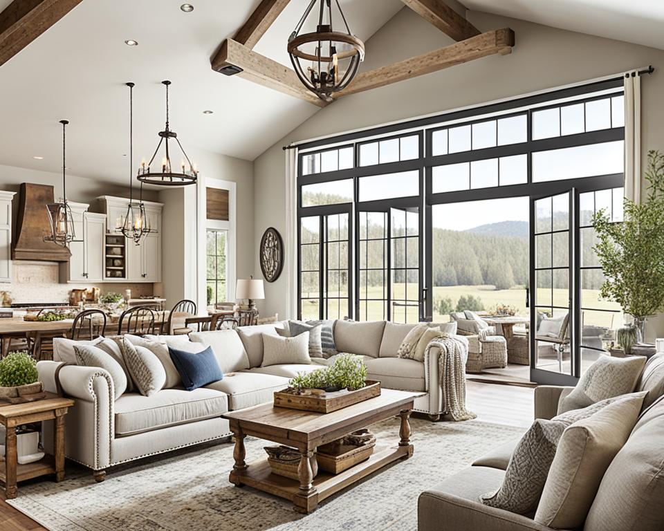 farmhouse living room open concept