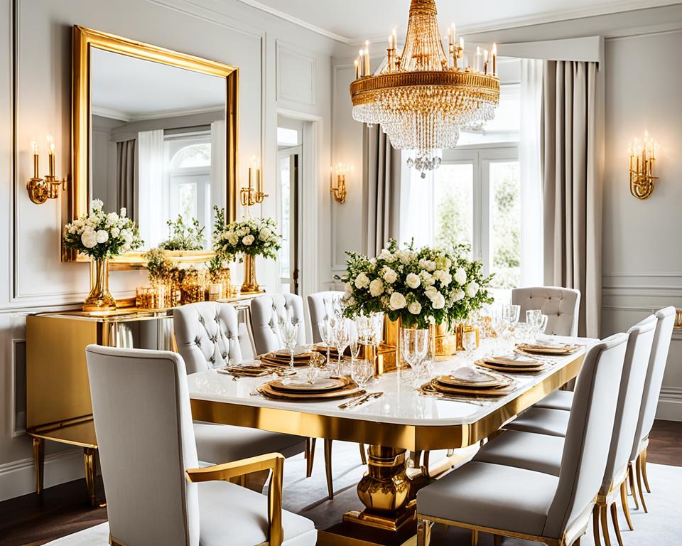 gold accent pieces for dining room