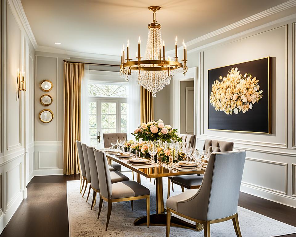 gold accents in dining room