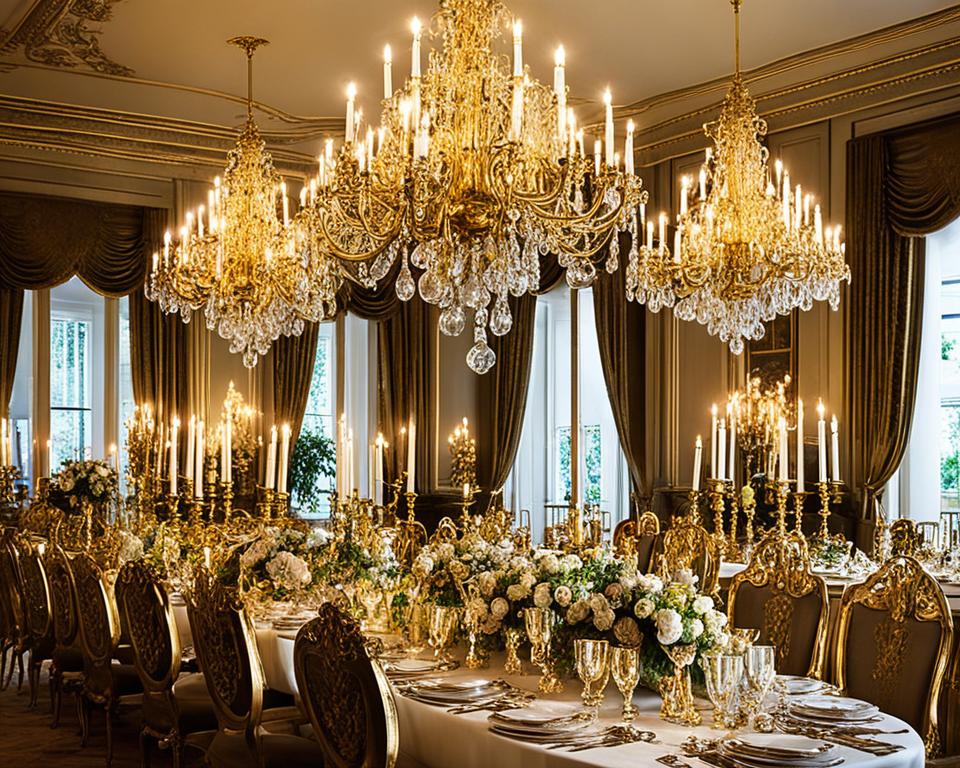 gold candelabras dining room