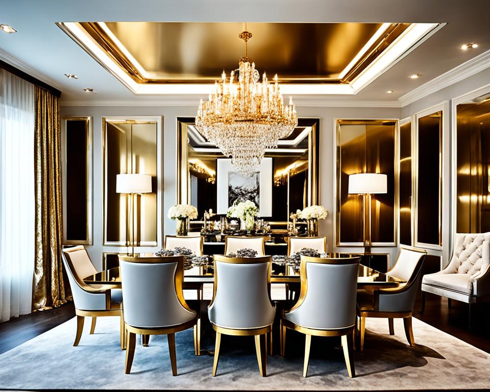 gold mirrors dining room