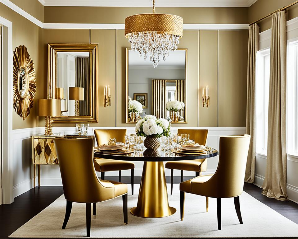 gold textiles dining room