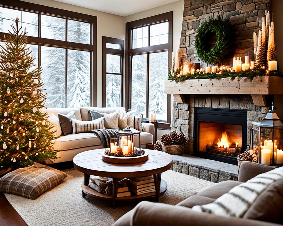 natural elements in cozy living room