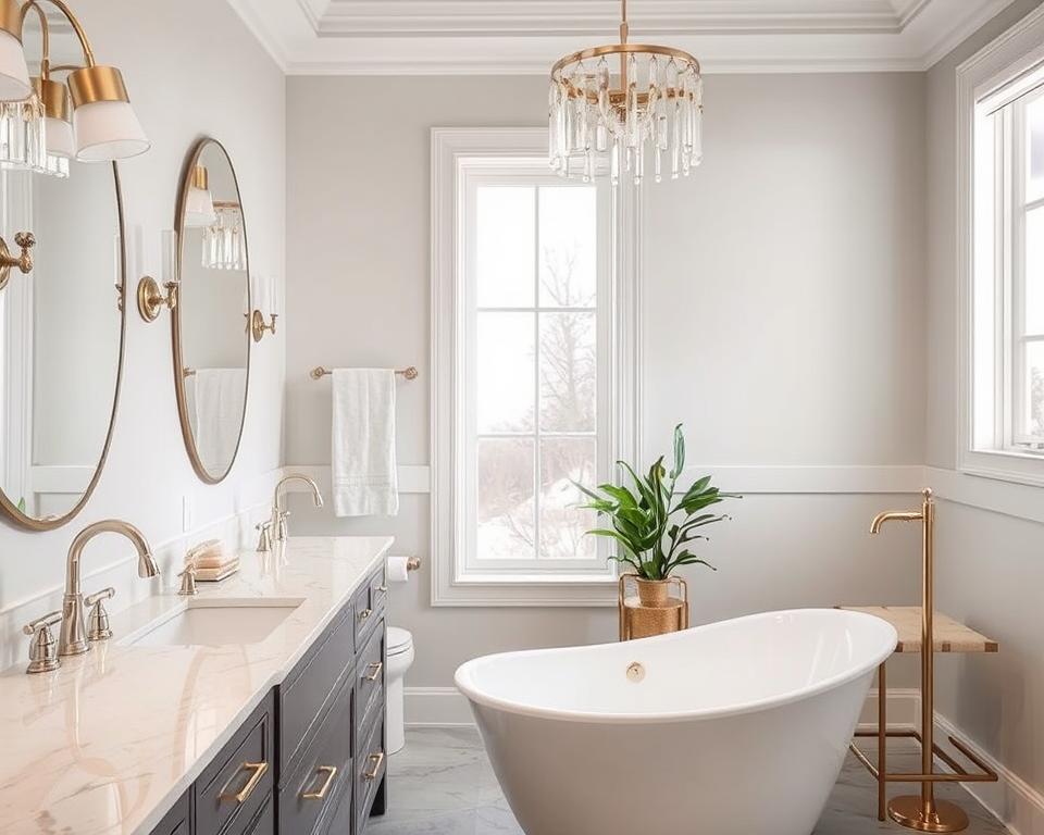 mixed silver and brass bathroom hardware