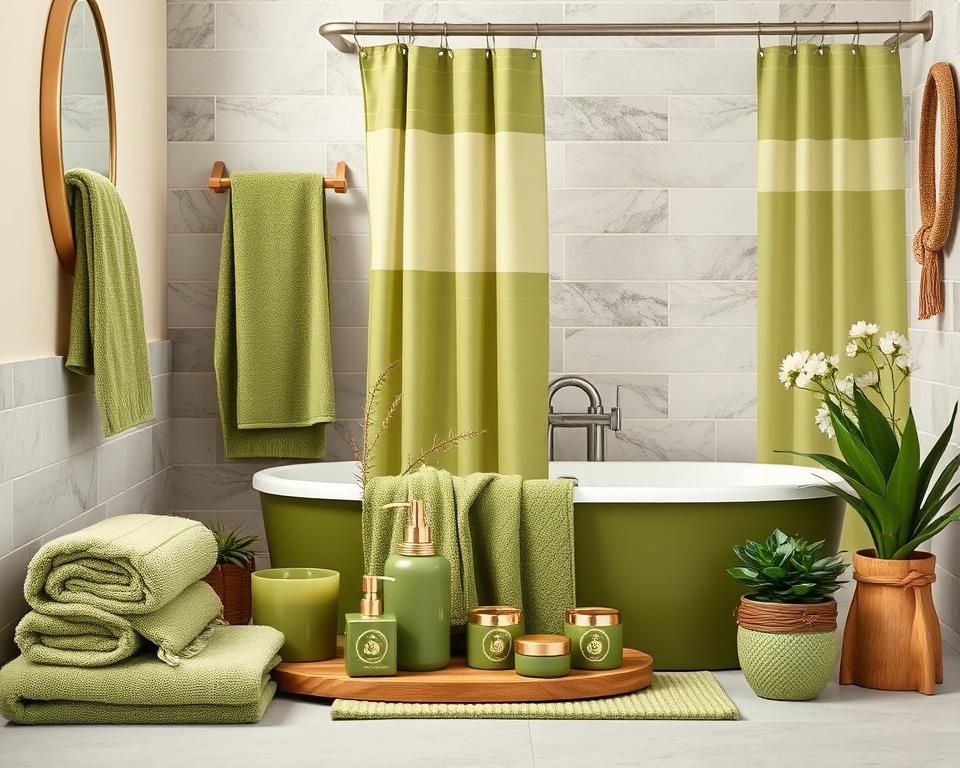 olive green bathroom accessories