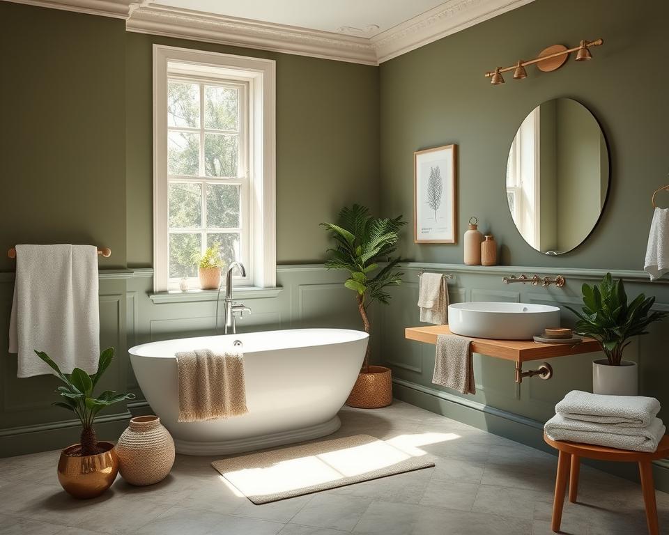 olive green bathroom color combinations