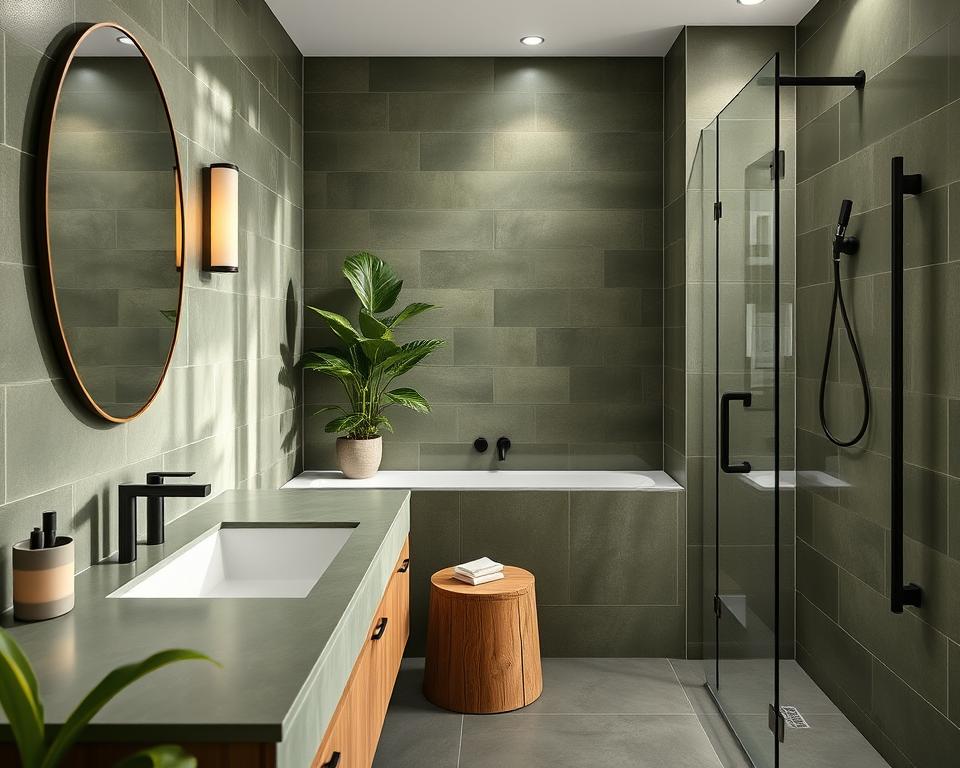 olive green bathroom design