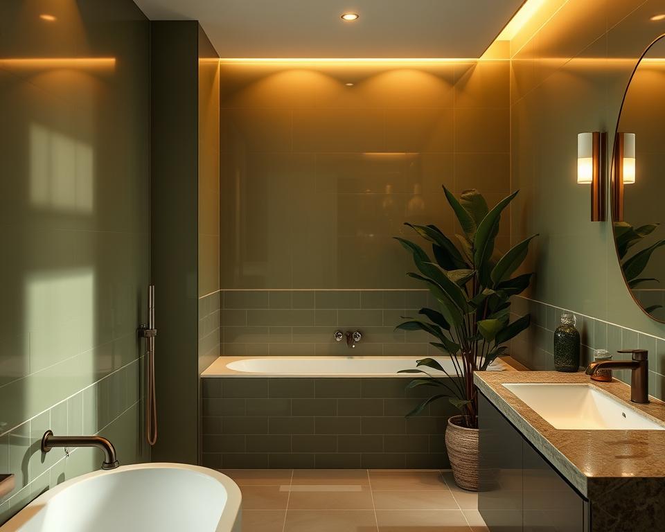 olive green bathroom lighting