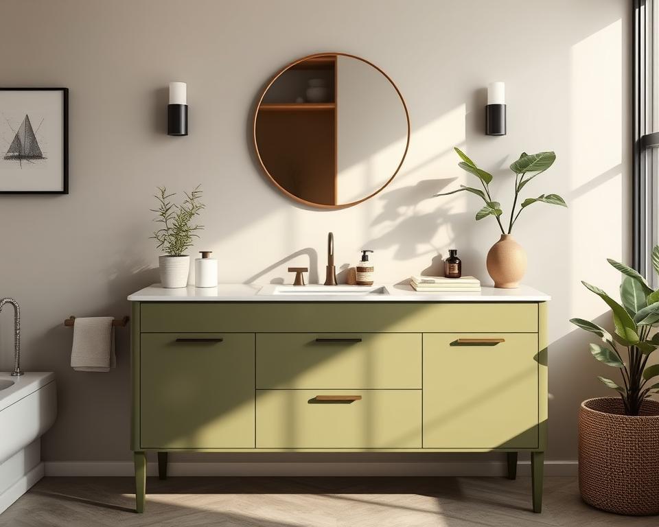 olive green bathroom vanity