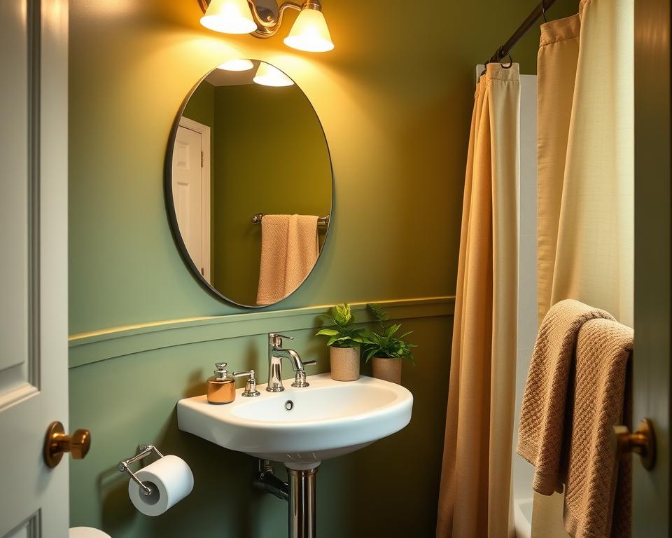 olive green small bathroom