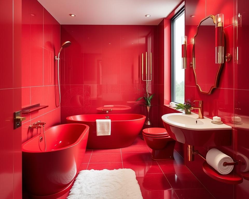 red bathroom fixtures